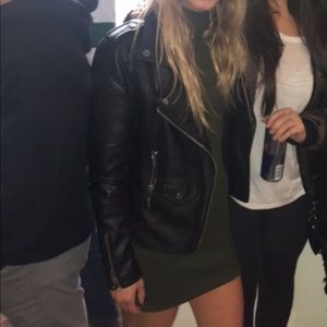 Olive green turtle neck bodycon dress